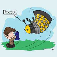 The Doctor and a Dalek replicating a scene from "The Peanuts"