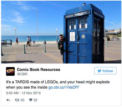 A replica of the TARDIS made completely from LEGO bricks
