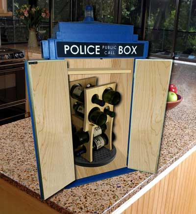 The inside of the TARDIS wine cabinet